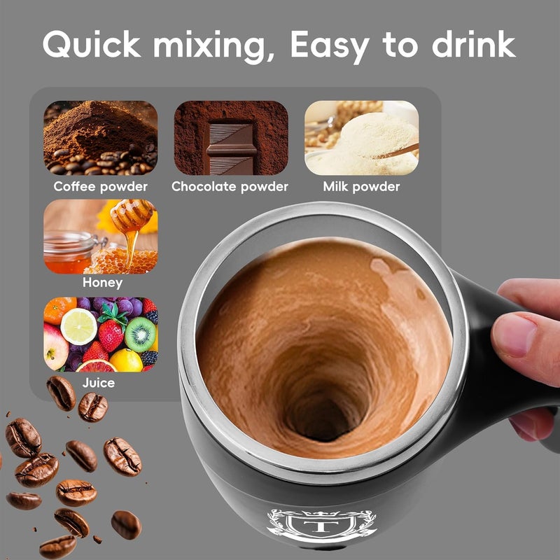 MNZZ Initial Magnetic Stirring Coffee Mug Stainless Travel Cup Men Christmas Luxury Gift Ideas Hiking Camping Outdoor Army Outdoorsy Traveler Outdoorsman Fishermen Rv Regalos de Navidad para Hombre Papa,T - Image 3